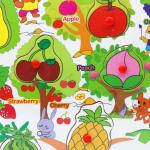 Wooden Alphabet Fruits Learning Educational Puzzle Board